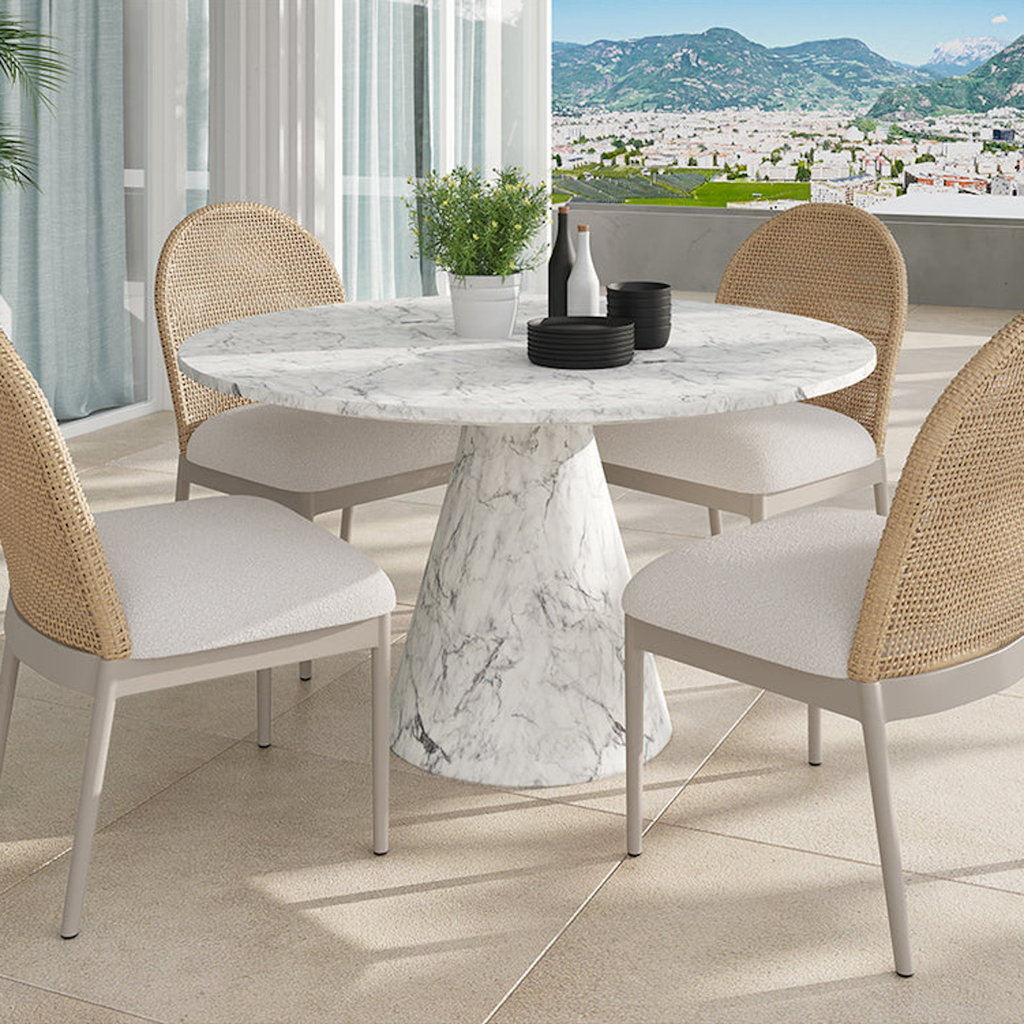 Shelburne Dining Table - Marble Look - 47"