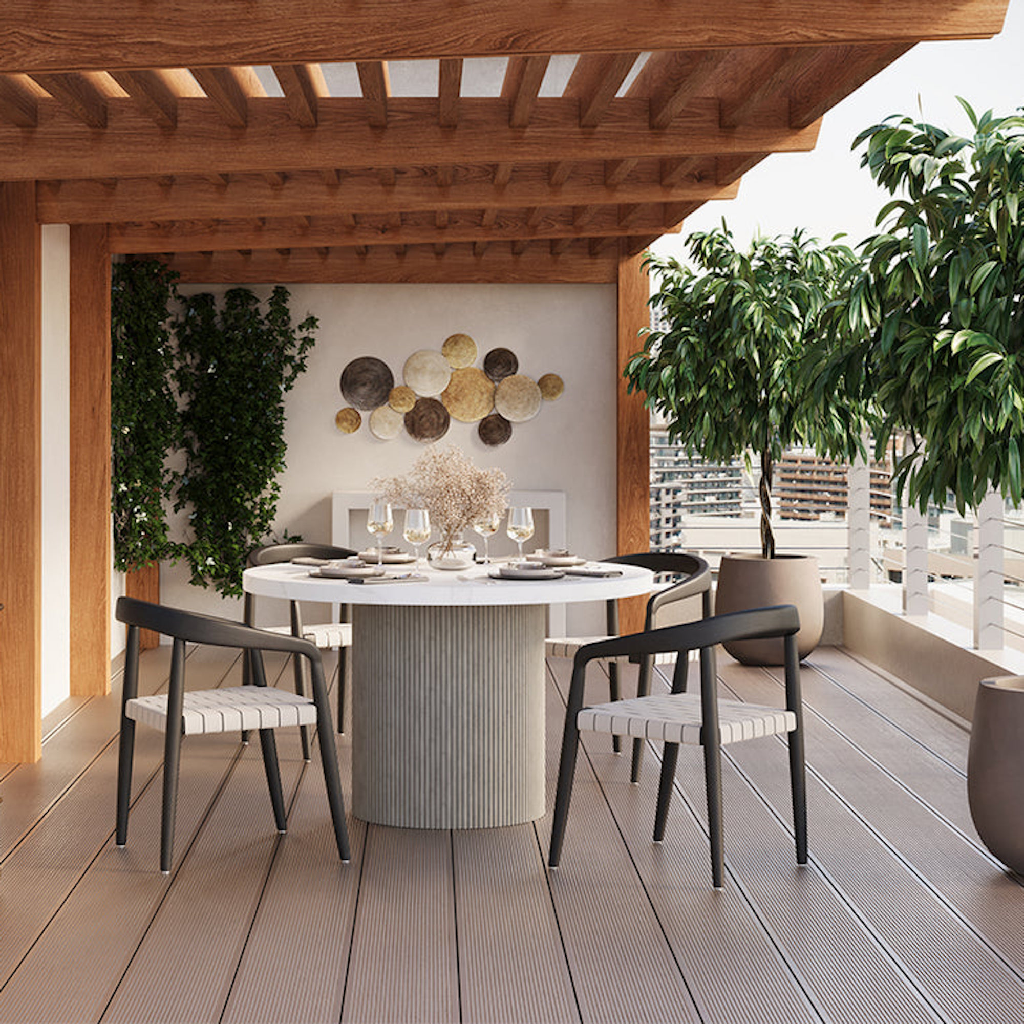 Nicolette Dining Table - Marble Look - 55”