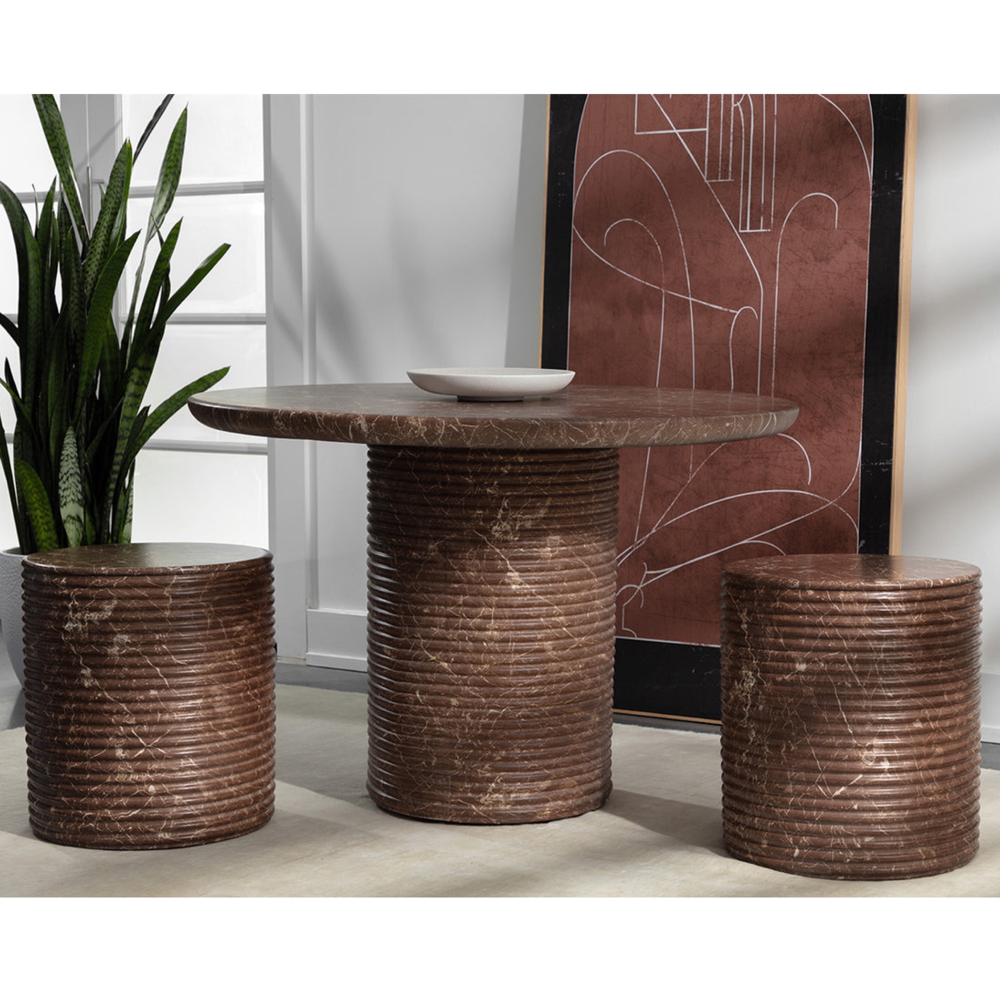 Riva Dining Table - Mocha Marble Look 43"
