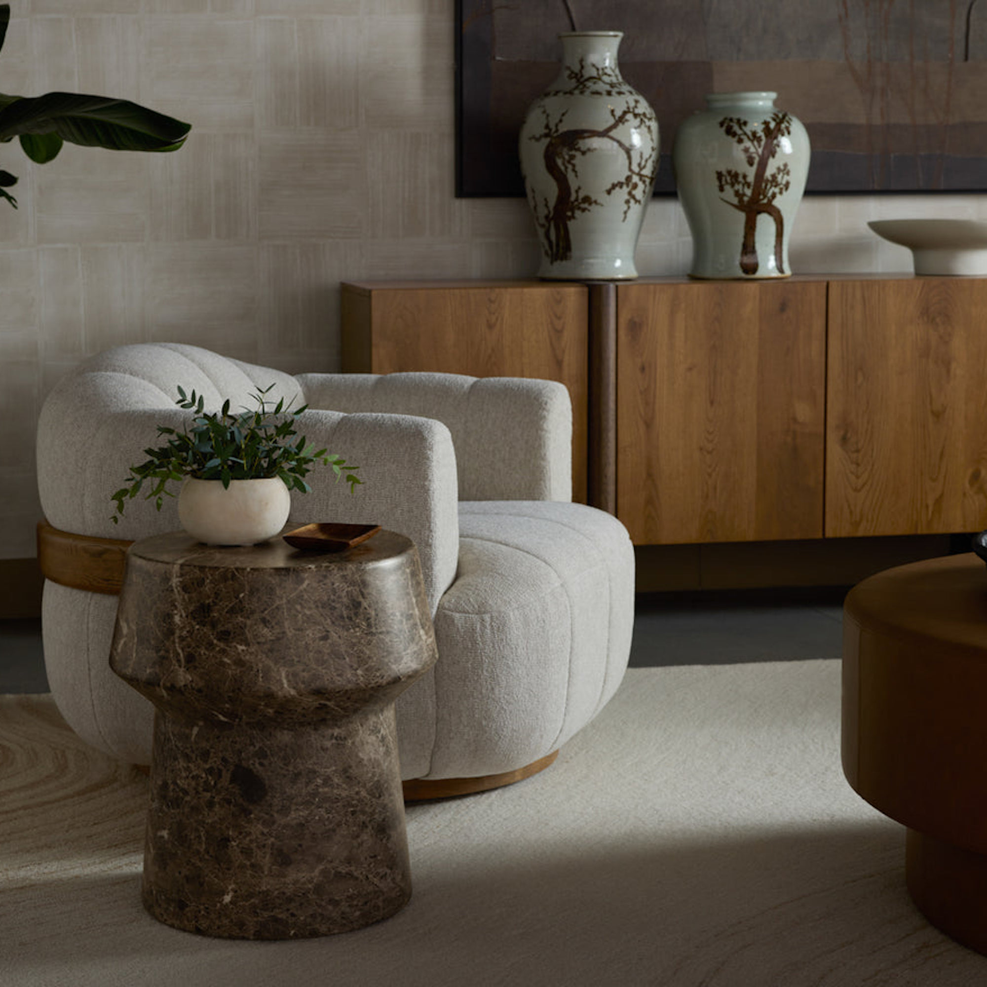 Brie End Table - Dark Emperador