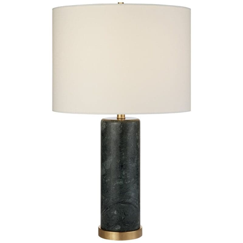 Cliff Table Lamp in Black Marble with Linen Shade