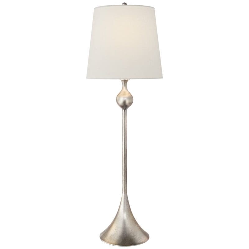 Dover Buffet Lamp in Burnished Silver Leaf with Linen Shade