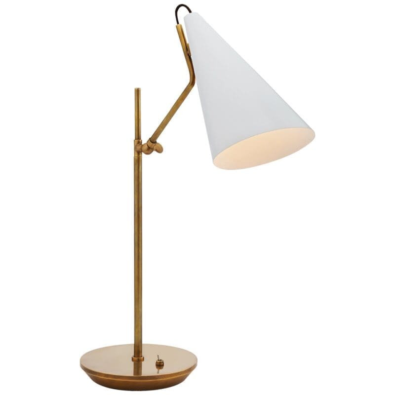 Clemente Table Lamp in Hand-Rubbed Antique Brass with White