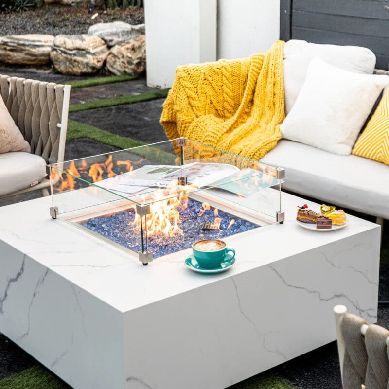 Bianco Fire Table - Avenue Design high end outdoor furniture in Montreal